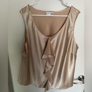 Sleeveless champagnes coloured tank with ruffle detail